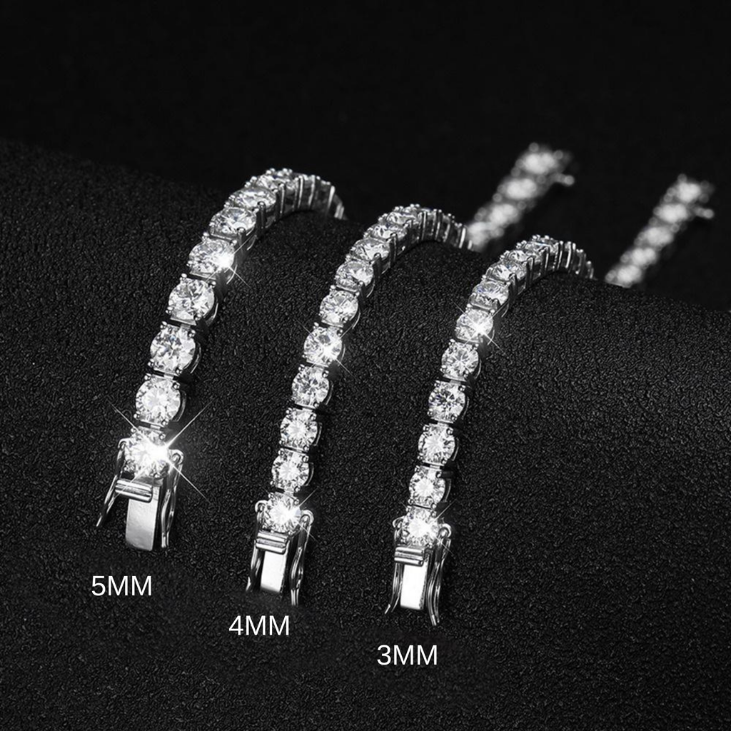 Brazalete Cuadro con Diamantes Moissanita  VVS1 925 Plata con Oro