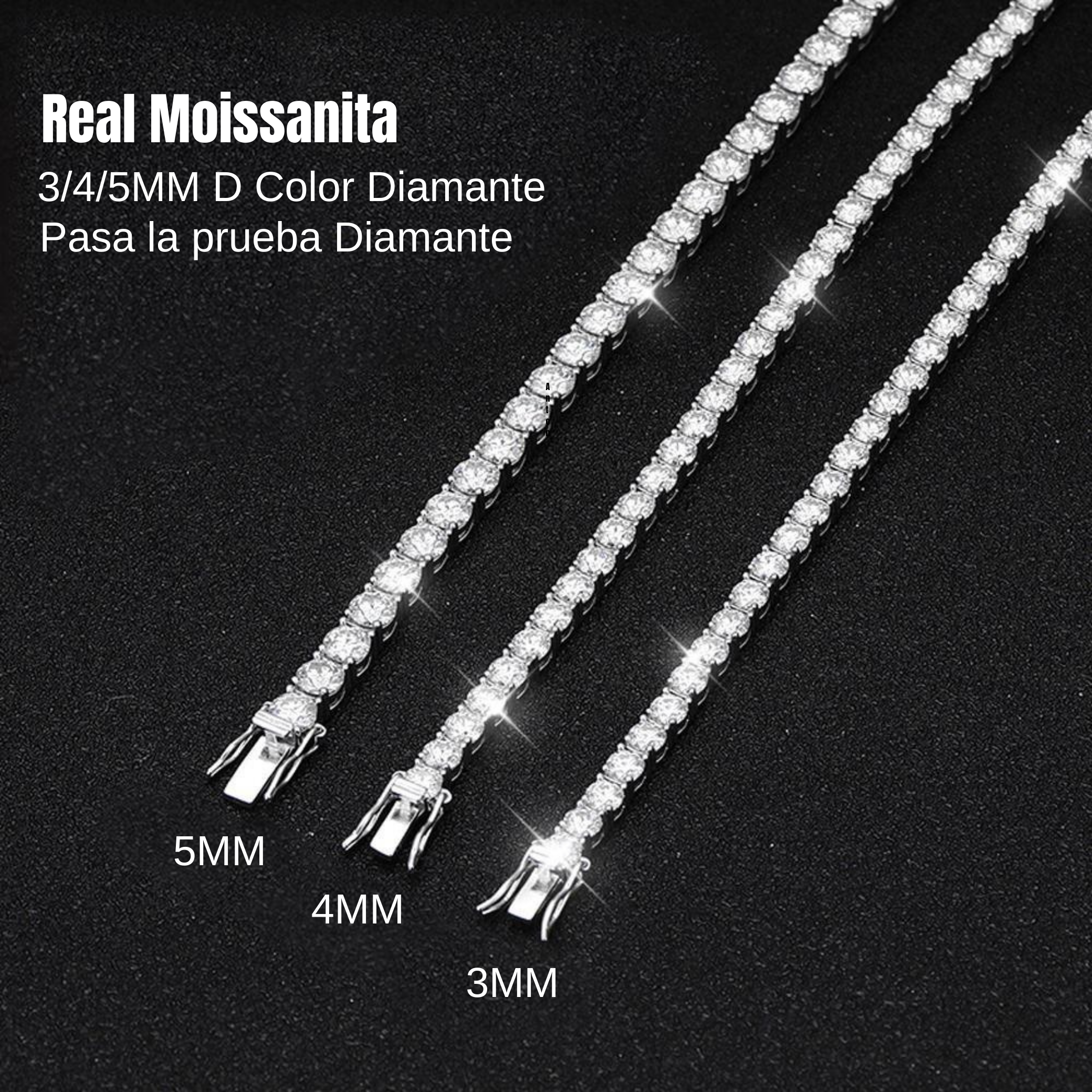 Brazalete Cuadro con Diamantes Moissanita  VVS1 925 Plata con Oro
