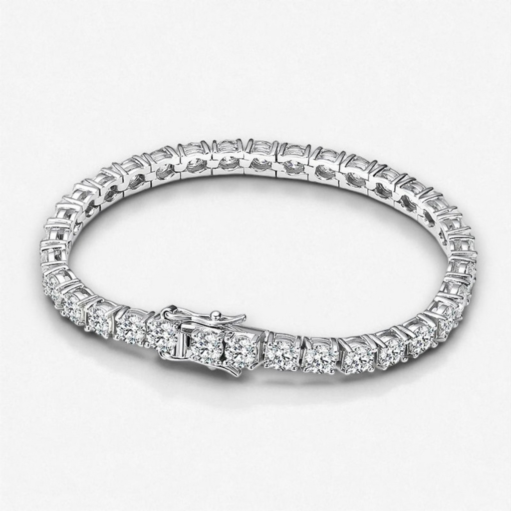 Brazalete Cuadro con Diamantes Moissanita  VVS1 925 Plata con Oro