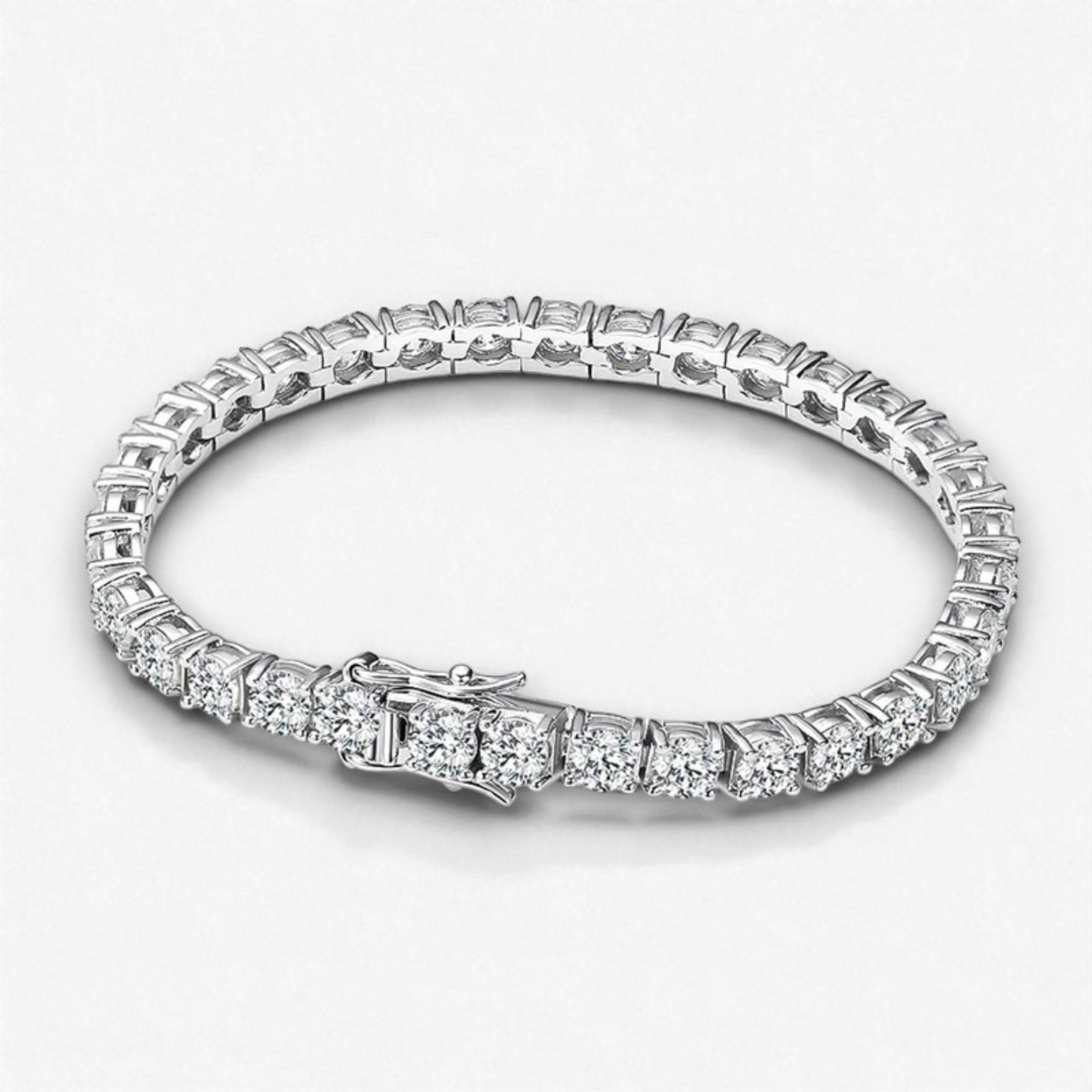 Brazalete Cuadro con Diamantes Moissanita  VVS1 925 Plata con Oro