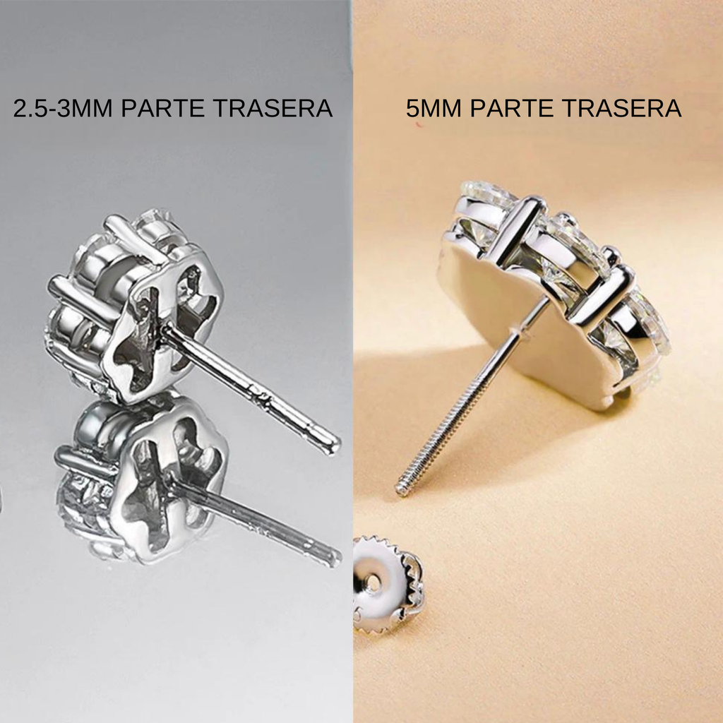Aretes Flor de Suerte con Diamantes Moissanita VVS1 925 Plata con Oro