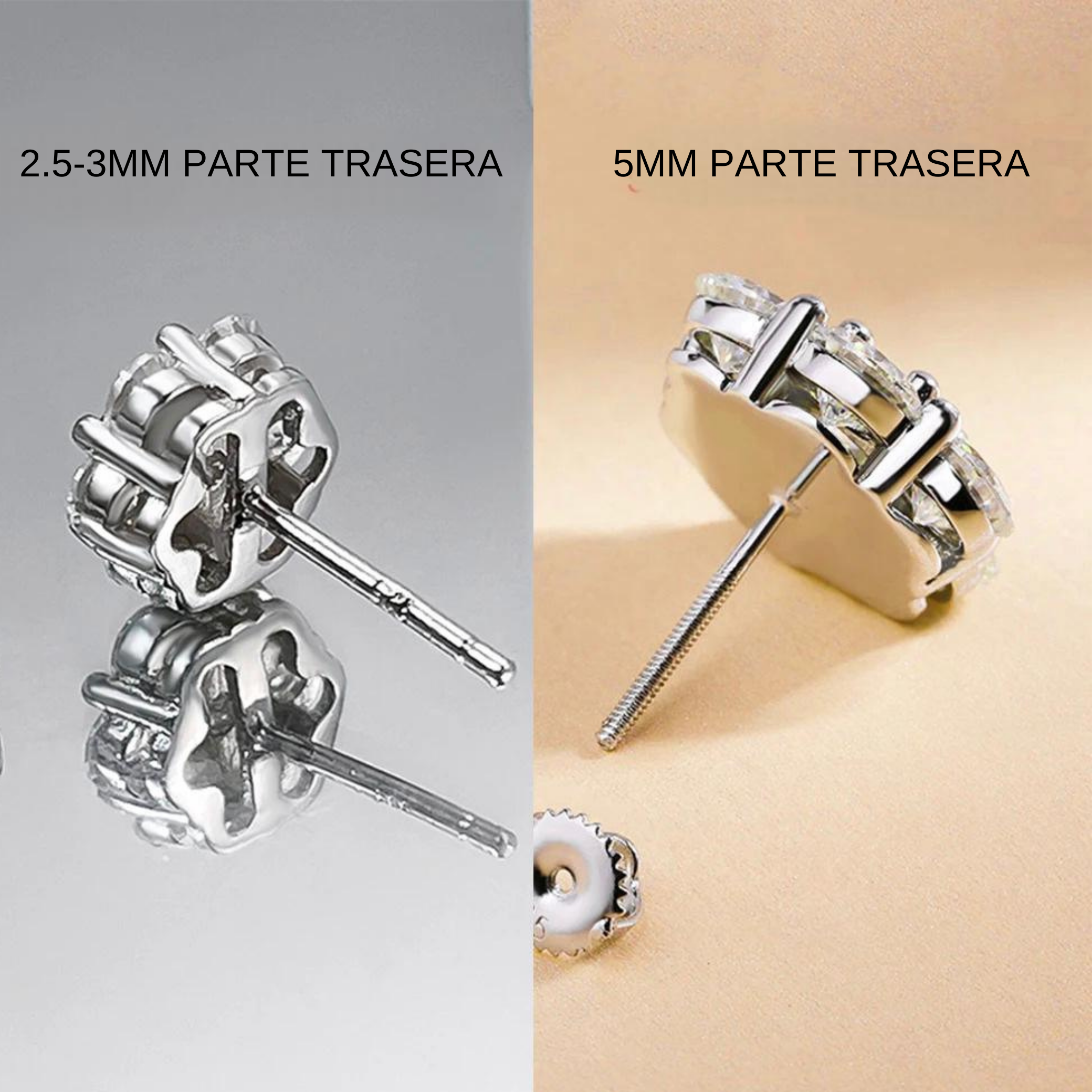 Aretes Flor de Suerte con Diamantes Moissanita VVS1 925 Plata con Oro