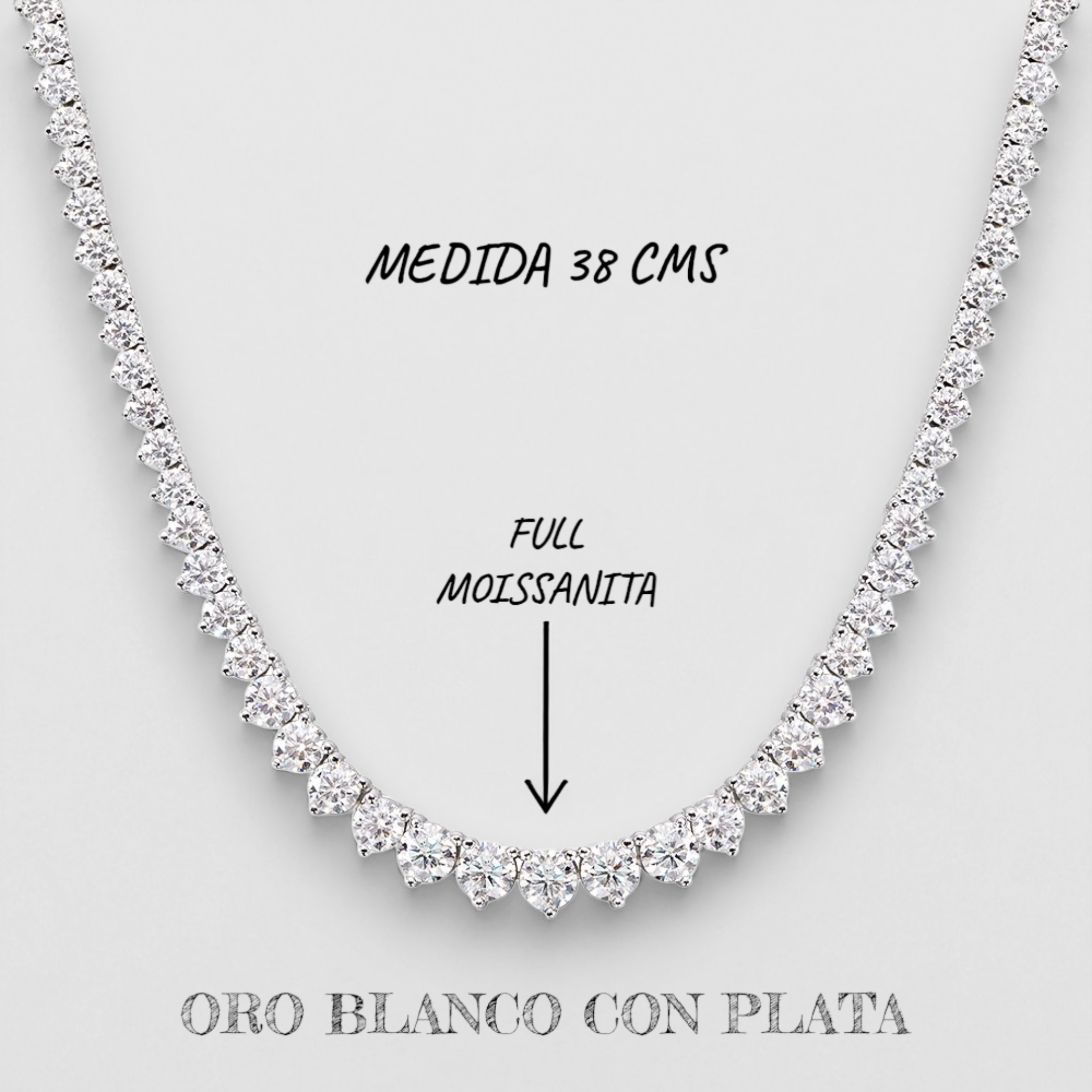 Collar Ohm con Diamantes Moissanita VVS1 Plata con Oro