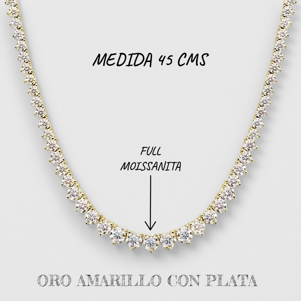 Collar Ohm con Diamantes Moissanita VVS1 Plata con Oro
