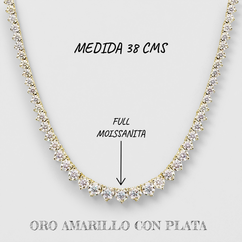 Collar Ohm con Diamantes Moissanita VVS1 Plata con Oro
