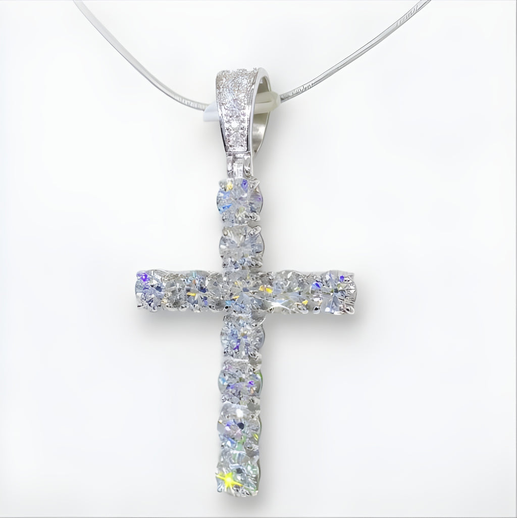 Cruz Truth de Diamantes Moissanita 925 Plata con Oro