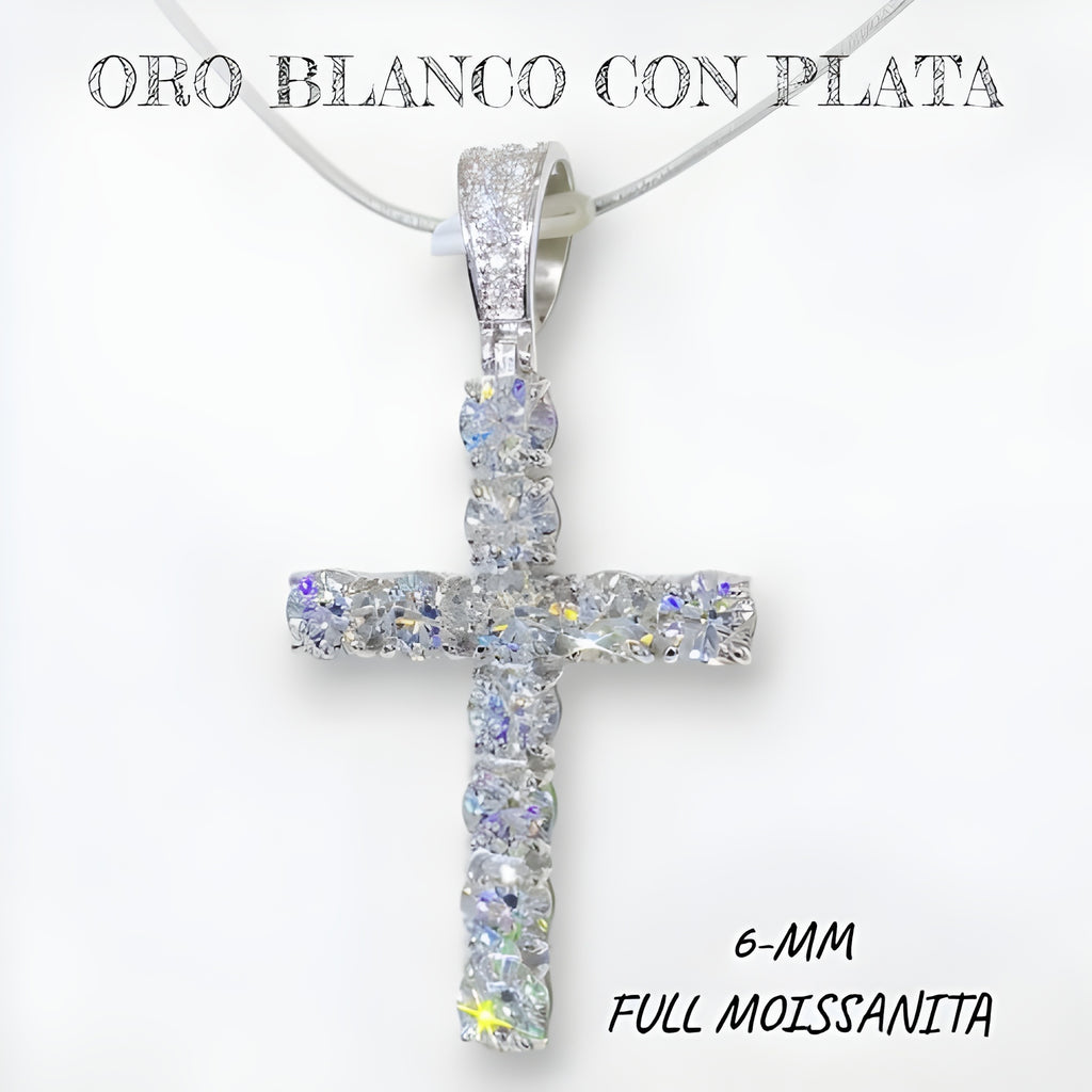 Cruz Truth de Diamantes Moissanita 925 Plata con Oro