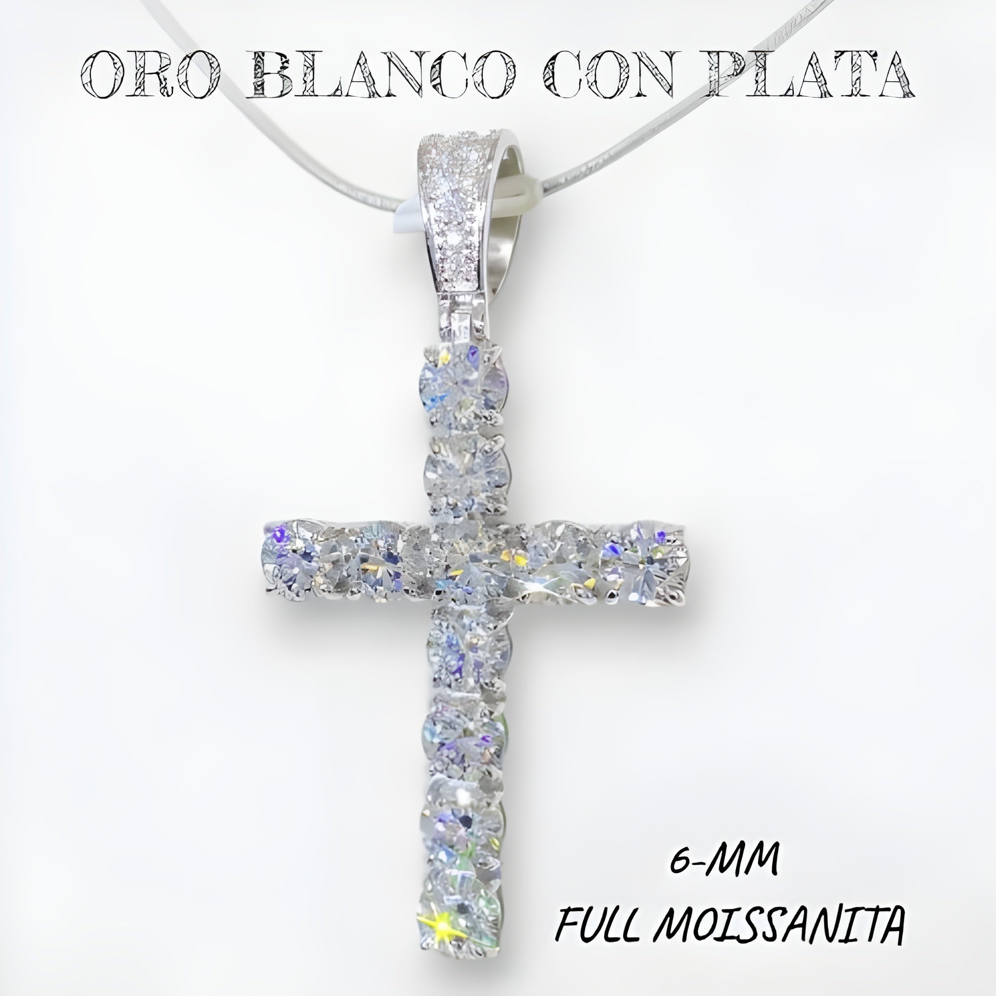Cruz Truth de Diamantes Moissanita 925 Plata con Oro