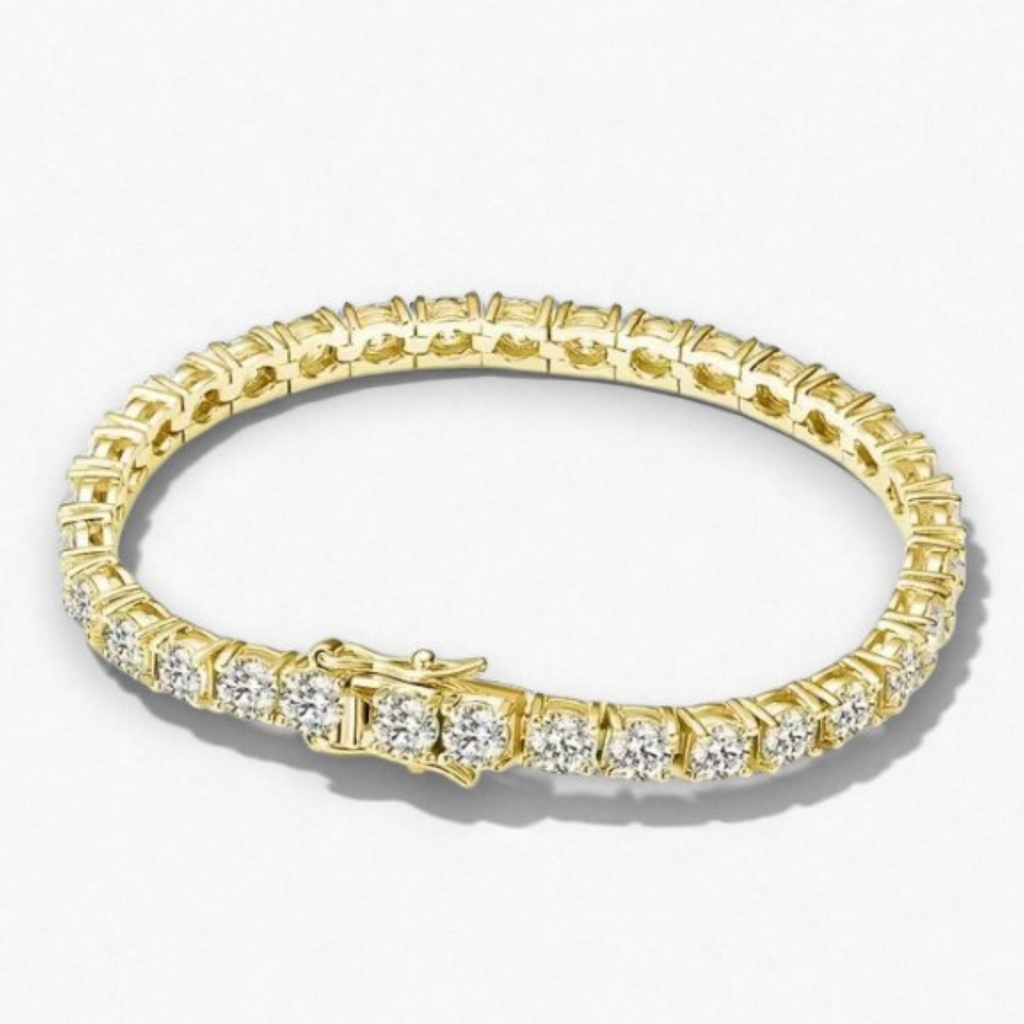 Brazalete Cuadro con Diamantes Moissanita  VVS1 925 Plata con Oro