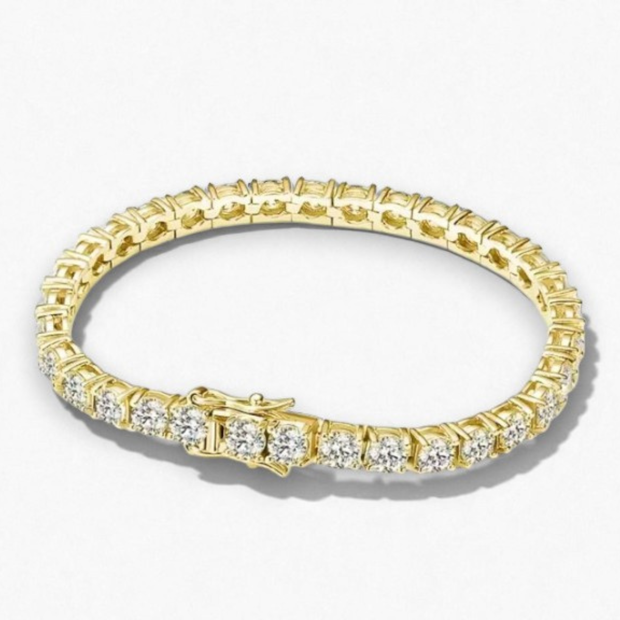 Brazalete Cuadro con Diamantes Moissanita  VVS1 925 Plata con Oro