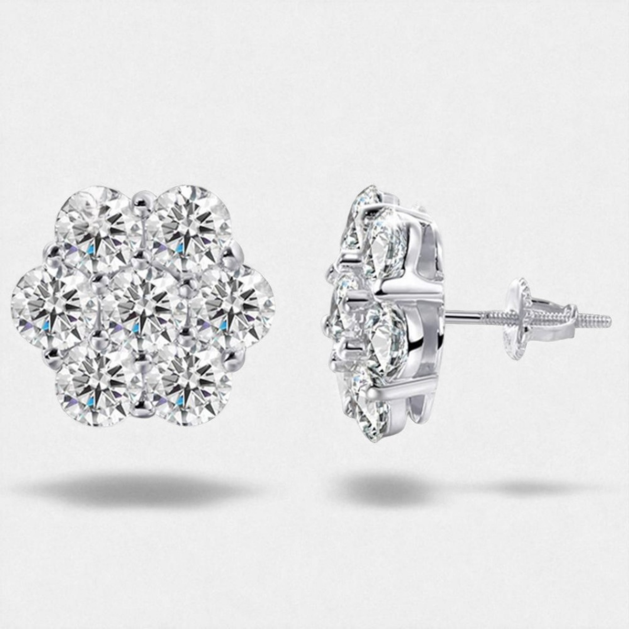 Aretes Flor de Suerte con Diamantes Moissanita VVS1 925 Plata con Oro