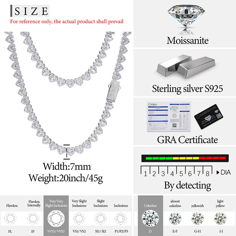 Collar Hearth  de Diamantes Moissanita VVS1 925 Plata