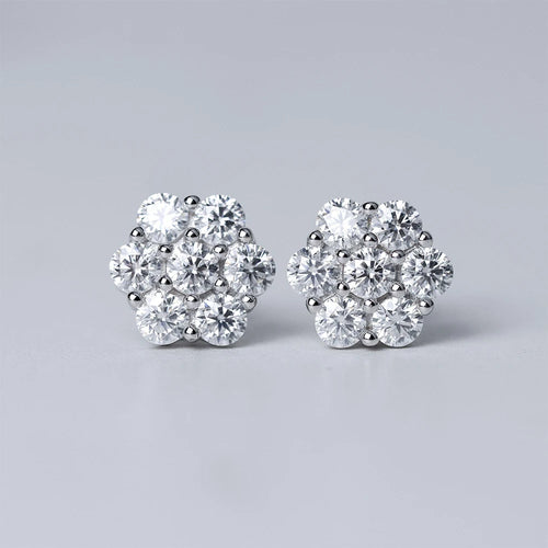 Aretes Flor de Suerte 2.5/3/5Mm Diamantes VVS1 Moissanita GRA Certificados de Plata Esterlina 925 con Oro.